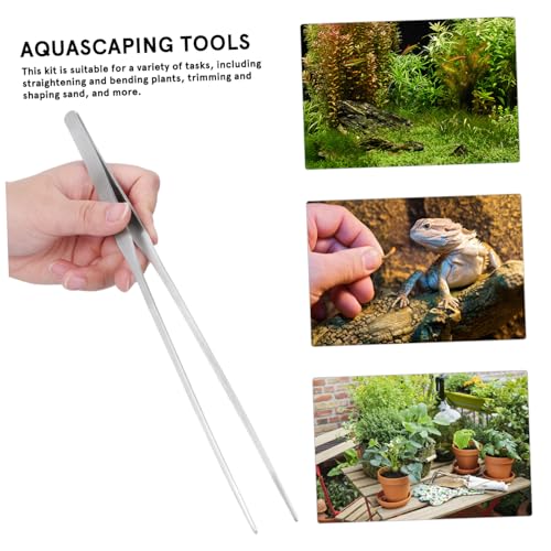 HANABASS 1set Aquascaping Tools Tweezers Scissors and Scraper for Aquarium Plant Maintenance and Fish Tank Cleaning