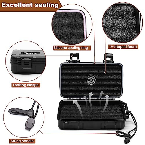 Flauno Travel Cigar Humidor Case - Portable Humidor Kit with Lighter (Without Gas), Cutter, Holder, Humidifier & Dropper, Waterproof, Crushproof, Airtight Seal (Holds up to 10 Cigars) - size: Holds up to 10 Cigars with Cigar Lighter