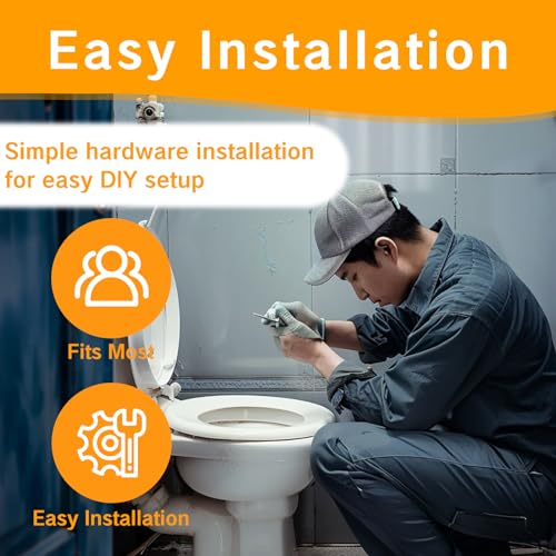 White Plastic Toilet Seat Hinge Replacement with Bolts, Screws, and Nuts, Universal Toilet Seat Bracket Hardware for Replacement and Repair.