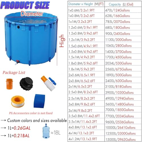 Aquarium Pool with Drain Valve,Aquaculture Water Tank Cistern Steel Frame Multifunction PVC Canvas Temporary Fish Pond，Round Frame PVC Swimming Pool & Fish Pond, 1.8x1.2m Temporary Holding T - size: 1.8x1.2m