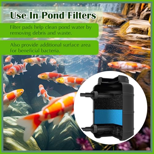 Rossesay 2 Pack Pond Replacement Filter Pads Coarse and Fine Filter Pond Pads Small for Outdoor Water Aquarium Fountain Compatible with Qfp900 and Qfp1250Uv