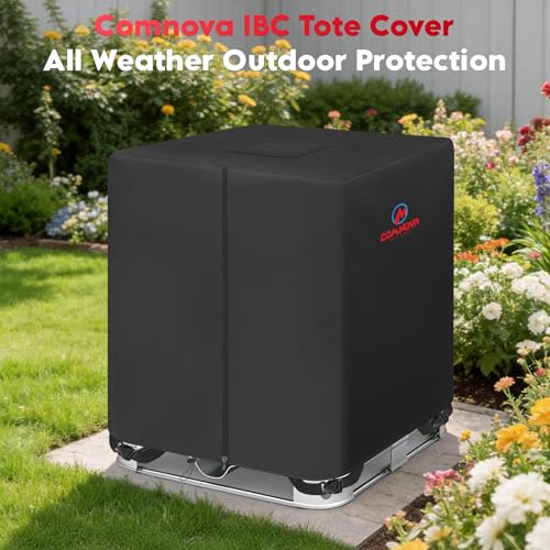 Comnova IBC Tote Cover 275 Gallon - 600D Water Tank Cover for IBC Container with Zipper, Heavy Duty & Waterproof Protective Covers Fit for Outdoor 1000L Garden Water Tank, All-Weather Protection - color: Black - 47.2"L x 39.4"W x 45.7"H