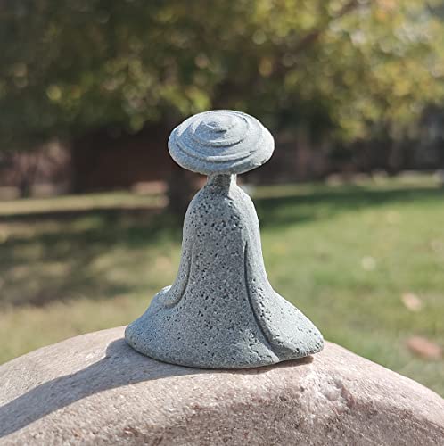 livelyfish Mini Fisherman Statue Asian Zen Decoration Sitting Fishing Figurines Sandstone Vintage Ornament for Aquarium Fish Tank Pot Garden Home Japanese Decor (B) - color: B
