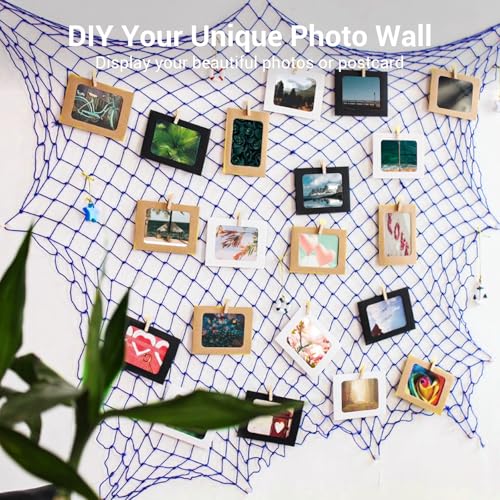 2 Pack Fish Net Decorations, 80x40 Inch Navy Blue Fishing Net Decor for Under The Sea Hawaiian Beach Theme Party, 3mm Thick Natural Cotton Versatile Nautical Netting for Party Wall Table Ceiling Decor - color: Dark Blue, size: Large - 2 Pack
