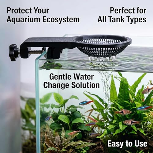 Aquarium Water Change Diffuser for Undisturbed Substrate, Plant Protection Water Refill Tool, Adjustable Mount for Rimless and Rimmed Tanks, Gentle Flow for Shrimp and Fry