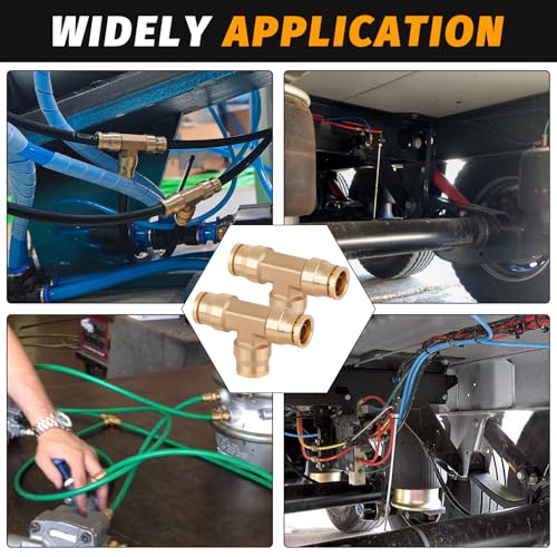 1/2" Tee Union DOT Air Fittings, Quick Push to Connect Fittings Brass Union Tee, 4PCS DOT Approved Air Brake Line Fittings for Trucks Trailers and Industrial Use - color: DOT Union Tee, size: 1/2" Od