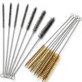 14-Piece Wire Bore Brush Set, 12" Long Tube Cleaning Brushes (Stainless Steel & Brass), 1/4"–1" Flexible Pipe Brushes for Metal, Tubes & Engine Parts