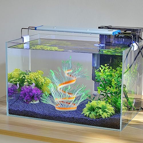 WishLotus Fish Tank Coral Ornaments, Artificial Soft Silicone Aquarium Coral Decorations Colorful Lifelike Glowing Fish Tank Decorations Accessories for Aquarium Landscaping (Blue) - color: Blue