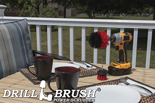 2 Piece Red Stiff Brush Cleaning Set - Outdoor Cleaning Brush Sets - Home Siding Cleaning Brush - Masonry Brick and Stone Cleaning Tools - Deck and Patio Scrubbers - Gutter Cleaning Outdoor Brush Set - color: Red