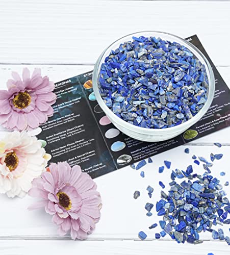 Crocon 1/2 LB Crushed Lapis Lazuli Chips Bulk Stones 1100+ Carats Natural Quartz Pieces Irregular Shape Gemstones for Gifts & Chakra Healing Crystals Home Décor Gifts for Women - color: #02 Lapis Lazuli Chips, size: 1/2 Pound