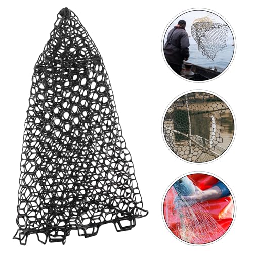 FRCOLOR Silicone Mesh Fishing Net Replacement, Foldable Fish Net Bag Without Handle, Lightweight Black Silicone Fish Netting for Freshwater and Saltwater Fishing