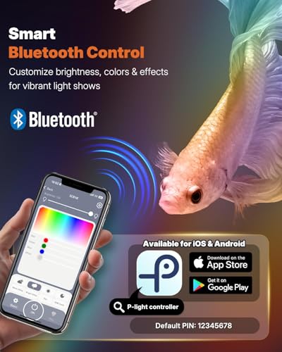 Pawfly Aquarium Light with Bluetooth for Plants, 10W 20 inch Full Spectrum Fish Tank Light for 20-40 inch Fish Tanks, Submersible LED Lights with App Control, Timer Modes & Adjustable Brightness - color: Pro, size: 20 Inch for 20 to 40 Inch Tank