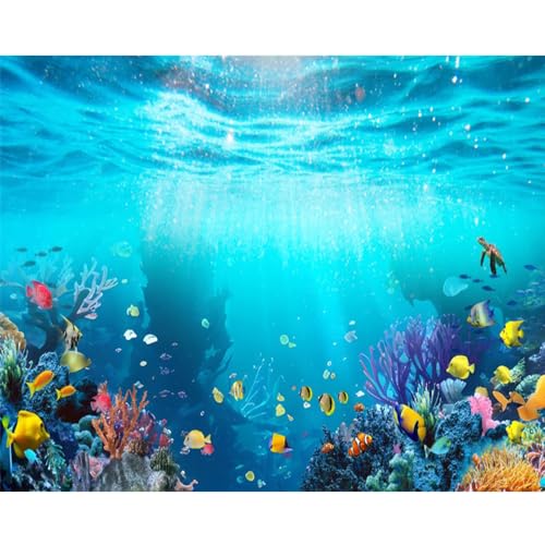 Under The Sea Backdrop 10x8ft Ocean Backdrop Underwater World Aquarium Photography Background for Kids' Birthday Parties Underwater-Themed Photoshoots Studio Portraits - color: Blue1, size: 10x8ft
