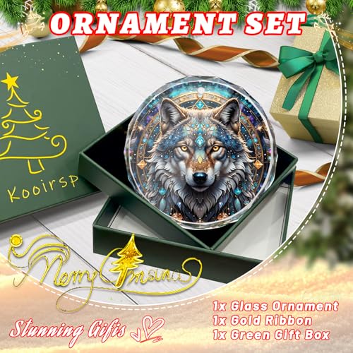 Wolf Stained Glass Ornament, Christmas Ornaments, Christmas Tree Decorations, Wolf Christmas Decoration, Wolf Ornaments for Christmas Tree, Holiday Present Ideas, Gift Exchange - color: Wolf