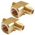 Uenede 2PCS Brass Tee Pipe Fitting 1/4" NPT Male x 1/4" NPT Female x 1/4" NPT Male for Water/Oil/Gas - style: Male x Female x Male