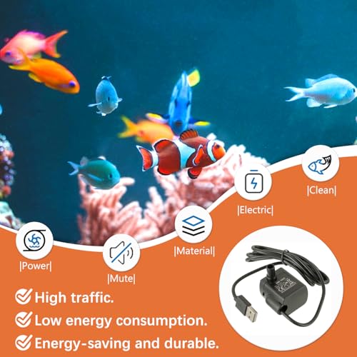 Cat Water Fountain Pump Mini fish tank pump Crafts Plant Micro Water Pump Pet Water Fountain Pump Replacement Pump USB-1020 3.5-9V,Black