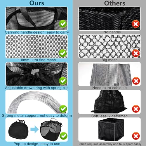 2Pcs Pop Up Pond Filter Bag 7inch Stainless Steel Wire Water Pump Barrier Box Cover Anti-Clogging Metal Frame Foldable Pump Mesh Basket with 2 Handles for Waterfall Swimming Pool Outdoor Fish Pond - size: 7in-2Pcs