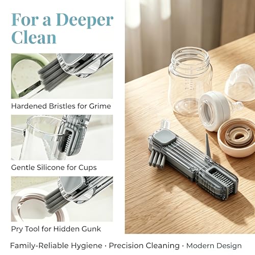 VIDONIO 4 in 1 Cup Lid Gap Cleaning Brush, Multifunctional Insulation Bottle Cleaning Tools, Mutipurpose Tiny Silicone Cup Holder Cleaner, Home Kitchen Cleaning Tools - style: 1Pc Grey