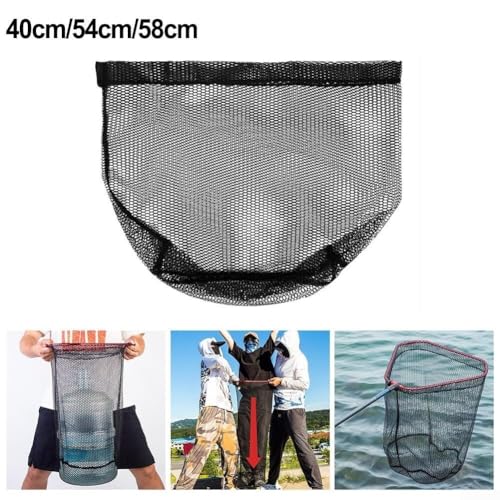 Replacement Netting for Fishing Landing Net, Nylon Mesh Bag with 66Ib Load Capacity, for Freshwater and Saltwater, 40-50cm Diameter,3 Sizes - size: 17.7"