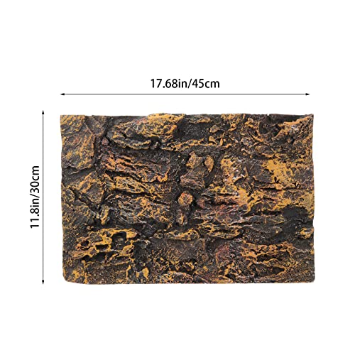 Kisangel 3D Reptile Tank Background, 17.7 x 11.8 Inch Realistic Rock Terrarium Backdrop Board, Polyurethane Foam Habitat Decor for Bearded Dragon, Lizard, Gecko, Snake & Aquarium - color: Light Brown