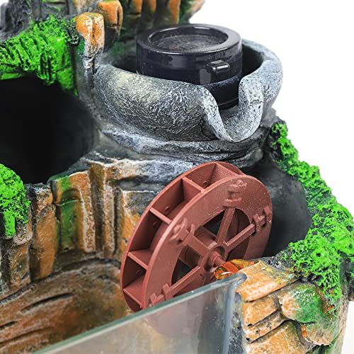 Tabletop Fountain, Indoor Relaxation Desktop Fountain Waterfall,with Rockery,Aquariums,Plant,Atomizing Humidifier, Zen Meditation Rockery Crafts Indoor Waterfall Bonsai Home Decor Office Bedroom (A)