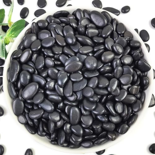 YISZM 2LB Succulent and Cactus Black Pebbles, 3/8 Inch Natural Decorative Polished Stones, River Rocks for Indoor Plants, Vases, Planters and Outdoor Gardening - color: Black, size: 2 Pounds
