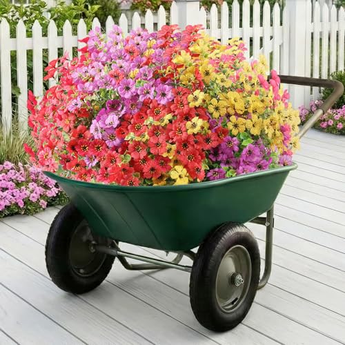 Artificial Flowers Fake Plants for Outdoors Spring Decoration, 13Bundles Silk Realistic UV Resistant Faux Flowers for Outside Planter Porch Yard Patio Garden Home Indoor, Mix - color: Mixed2, size: Artificial Flowers(13 Pcs)