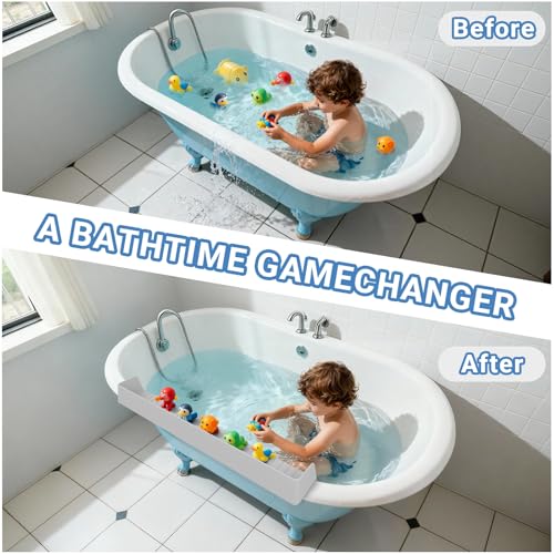 Jalopink Premium Splash Guard for Bathtub – Waterproof Bathtub Water Guards to Prevent Splashing, Easy Installation, Adjustable Bathtub Splash Guard for a Clean and Dry Bathroom（Gray）