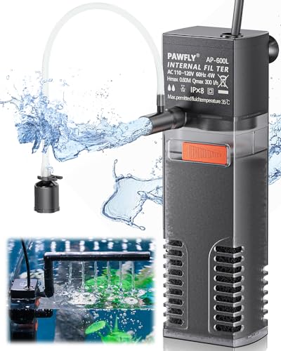 Pawfly Internal Aquarium Filter with 80 GPH Water Pump Quiet Submersible Bio Sponge Foam Filter for 10 to 20 Gallon Fish Tanks Small Multifunctional Filter for Filtration Circulation and Oxygenation - size: 10-20 Gal