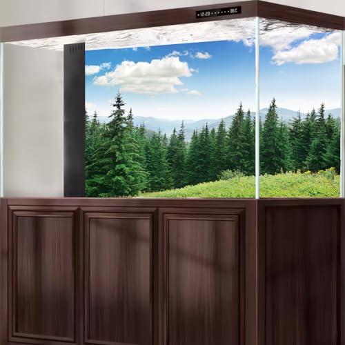 Evergreen Pine Trees Aquarium Background Majestic High mountains Pine Trees Scenery Fish Tank Background Scenic Mountain Fir Forests Terrarium Backgrounds Green Meadow Reptile Tank Backgrounds 24x12in - color: Grey_Green, size: 24(W)x12(H)in