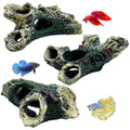 Tfwadmx Decaying Trunk Aquarium Ornament, Betta Fish Hideout Caves - Small Resin Aquarium Decoration Log with Holes for 20 Gallon Fish Tank - size: Style 2 (3 PCS)