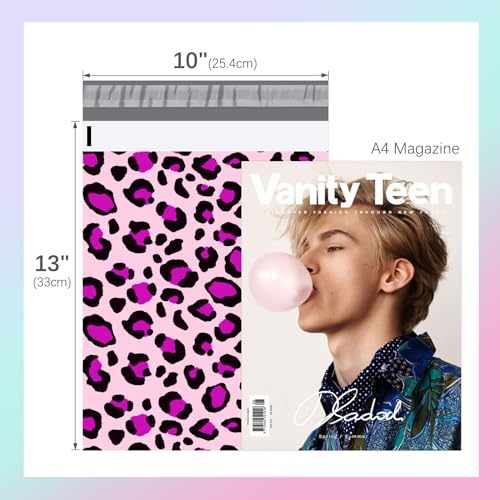 Fuxury Poly Mailers 10x13 Inch 50pc,Sturdy Shipping Bags for Clothes,Self Adhesive Mailing Shipping Envelopes,Waterproof Mailers Poly Bags,Colorful Packaging Bags for Small Business Pink Leopard Print - color: Leopard, size: 10x13'' 50pcs