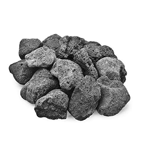 Skyflame 10LB Natural Lava Rocks for Fire Pits, Fire Tables, Fireplaces, Garden Landscaping Decoration, Indoor and Outdoor Use, 3"-5" Sizes, Black - color: Black, size: 3"-5"