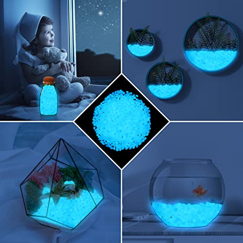 300pc Glow in The Dark Stones Luminous Pebbles Outdoor Luminous Stone for Fish Tank Garden Patio Aquarium Walkway Driveway (Blue) - size: 300, style: Blue