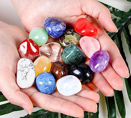 DUQGUHO 15 Pcs Natural Crystals Bulk Tumbled Stones Polished Irregular Quartz Crystal Set Chakra Colored Rocks Gemstones Vase Filler Landscape Bottom Decoration Energy Reiki Beginners Decoration - color: Multicolor- 15pcs