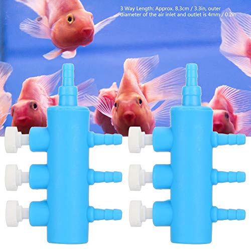 2pcs Aquarium Air Splitter, Aquarium Air Control Lever Valve Distributor Splitter Airline Tube Connector Air Pump Accessories for Fish - color: 3 Way