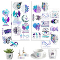 UV DTF Cup Wraps, 4 Sheets Suicidal Prevention Ribbon 16oz Glass Cups, Clear Transfer Stickers for Tumblers and Bottles, Assorted Pattern Set - style: Suicidal Prevention Ribbon