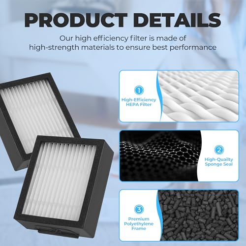 Filter Replacement for Roomba E I & J Series i7 i7+/plus i3 i3+ E5 E6 E7 i4 i6 i6+ i8 i8+ Vacuum Cleaners Parts, 6 Pack 4639161 High Efficiency Filters + 1 Cleaning Brush