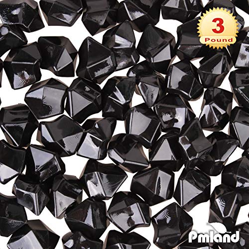 PMLAND 3Lbs Black Acrylic Ice Rocks – Bulk 550 Pieces Crushed Clear Fake Ice Gems for Vase Filler, Wedding Centerpieces, Table Scatter, DIY Crafts & Aquarium Décor - color: Black