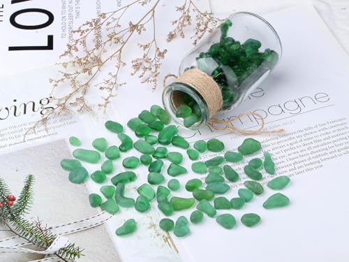 YATOJUZI Aquarium Gravel Fish Tank Rocks 0.85lb Sea Glass Stones for Crafts Decorative Frosted Glass Pebbles for Aquarium Fish Tank Vase Filler DIY Home Decor (Green) - color: Green