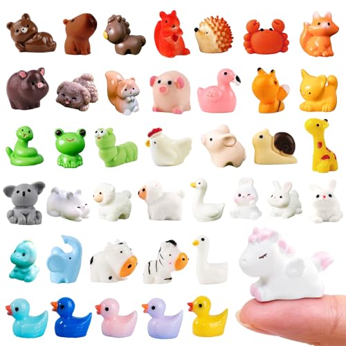 Miniature Resin Animal Figures - 40 Styles Tiny Collectible Animals for Fairy Garden, DIY Landscape, Terrain Building, Home Decor, Desk Display and Aquarium Models (Animal Mix)