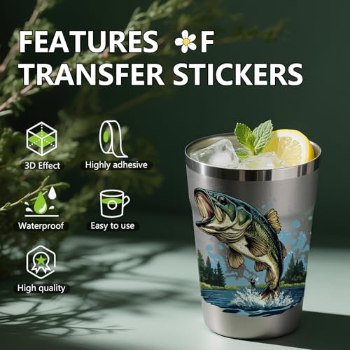 Funny UV DTF Decals - 10 Sheets Father and Son Fishing UV DTF Cup Wraps for 16 oz Glass Coffee Mug, Born to Fish Fun Waterproof Transfer Sticker DIY Water Bottle Craft Creative Decorative Gift for Son - style: Fishing