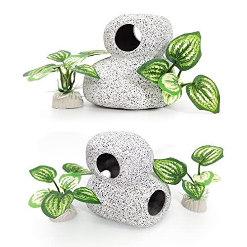 Fish Aquarium Decorations Cave Hide with Viewing Window for Betta Fish Tank Accessories - color: Green 1