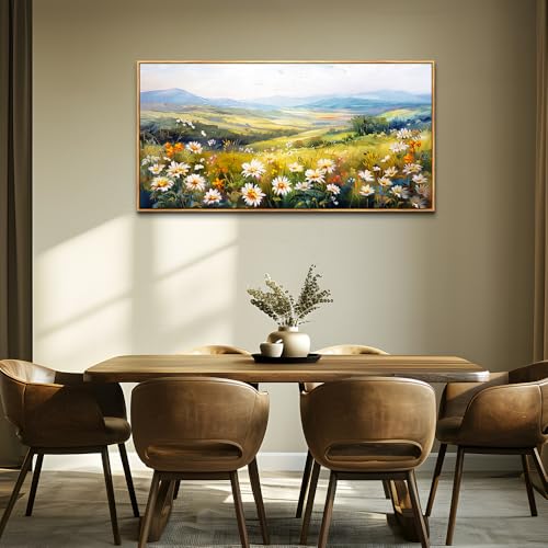 ZUITINGHUA Wood Framed Canvas Wall Art For Living Room Wall Decor For Bedroom Office Wall Decorations Pastoral Scenery Paintings Modern Flowers Pictures Artwork Room Aesthetic Home Decor 20x40 In - color: Pastoral Wood Framed 1, size: 40"L x 20"W