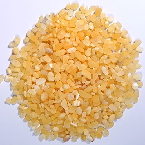 gemshan 2lb Yellow Jade Chips Natural Crushed Crystal Chip Bulk 7mm-9mm Tumble Healing Crystal Stone for Aquarium Vase Plant Decoration Jewelry DIY - color: Yellow Jade