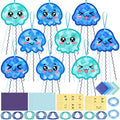 48PCS Summer Crafts: Paper Jellyfish Suncatchers DIY Kits, Window Stained Glass Effect Art Supplies - style: jellyfish