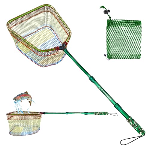 DaddyGoFish Kids Fishing Net - Extendable Telescopic Landing Net for Boy Girl Children Catching Small Fish Crab Shrimp Minnow Dragonfly Beach Pier Lake River Ocean - color: Style 2 (Green)