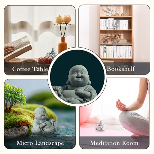 Little Buddha Statue for Home, Laughing Buddha Statue - Stone Meditation Zen Decor, Handmade Baby Buddha Figurine, Buda Indoor/Outdoor Aquarium Tank Desktop Decoration (Buddha Sculpture) - color: Happy Buddha, size: Small