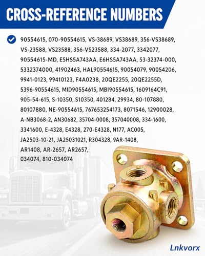 90554615 3-Way Pilot Valve, 1/8-1/4 in NPT Ports, Compatible with Haldex | Replacement for Haldex 90554615; for truck and trailer air ride, suspension dump and lift axle control