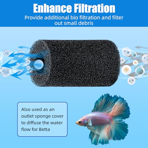 AQUANEAT 12-Pack Pre-Filter Sponge for Aquarium Shrimp Fry Fish Tank Filter Intake 0.4 Inch, Replacement Foam Cover - size: 1.4"D X 2.4"H, 0.4"